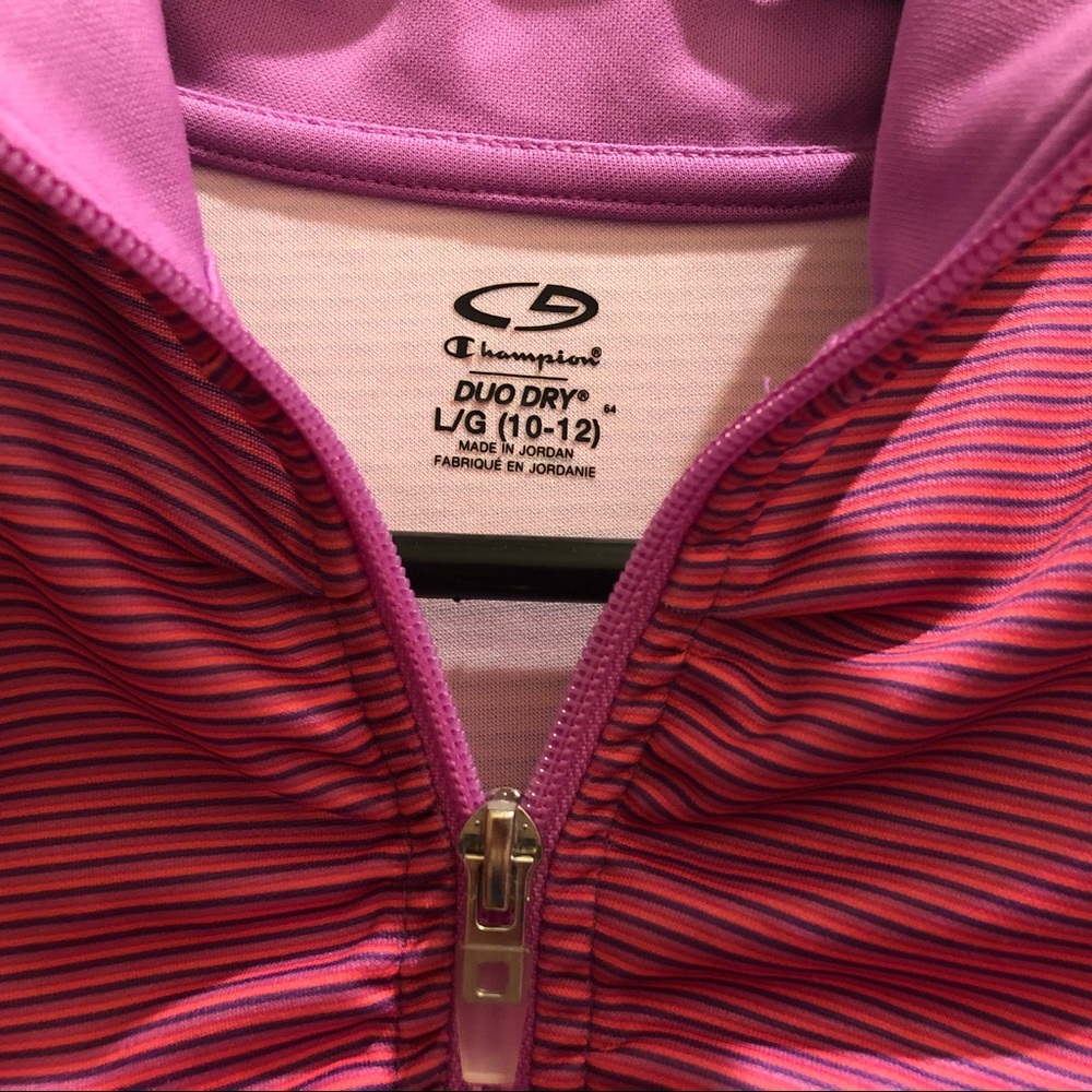 Girls Champion Duo Dry Zipper Jacket Sz L 10 / 12 - Picture 2 of 5